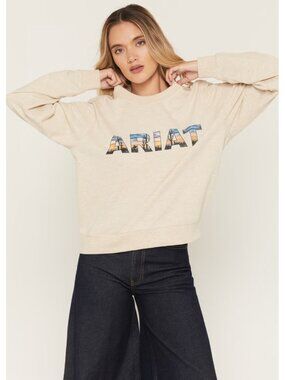 Ariat Beige Logo Hoodie Women’s Pullover Sweatshirt NWOT | W9B16-80